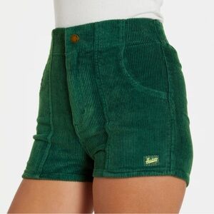 Hammies Green Corduroy Shorts Women’s High Waisted Elastic Waist Pockets 24